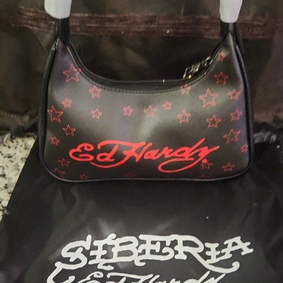Ed Hardy Black Shoulder Bag with Flaming Skull & Panther Graphic NWOT. - Picture 3 of 4